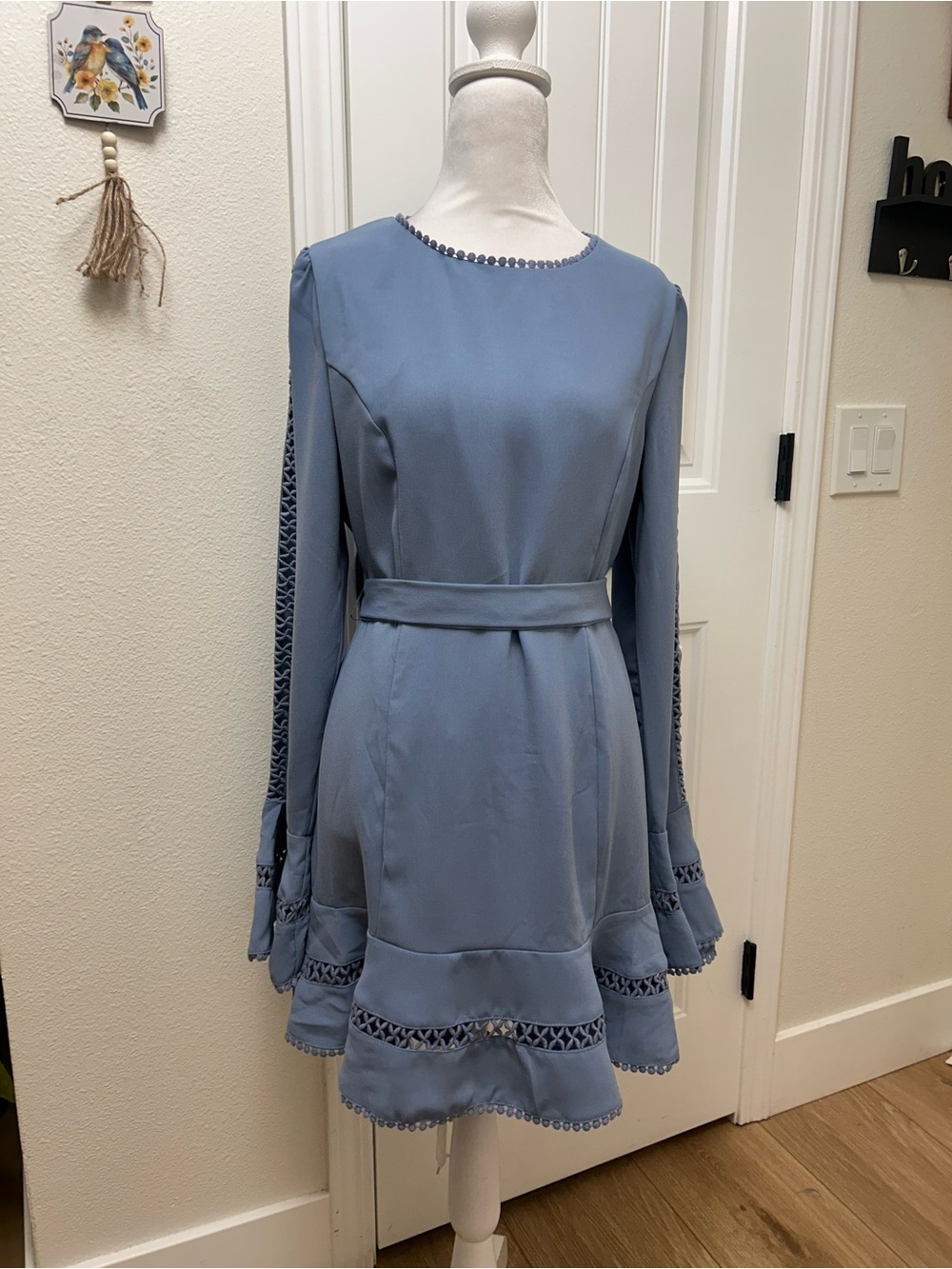 Forever 21 Dusty Blue Long-Sleeve Lace-Detail Dress - Picture 2 of 11